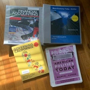 ACCOUNTING AND AMERICAN POLITICS TEXTBOOKS.